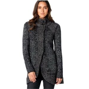 PrAna $129 Wool Mohair Blend Duster Sweater Women XL Gray Angelica Warm Button